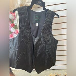 Men's Genuine Leather Vest Western Style black